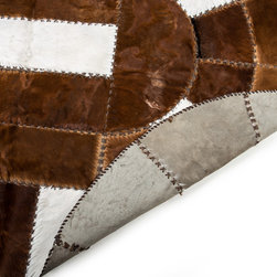 Cowhide patchwork rug / Oval / 5'2" x 7'1" / Hand stitched / Made in Europe - Area Rugs