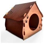 Desan - Honey Cat House with Pillow | Kitty Houses for Indoor Cats | Pet House - Designed to fulfill your cat’s instinct to lounge and play, the HONEY CAT HOUSE offers a cozy retreat and a playtime paradise. The cushioned pillow is ideal for elevated lounging, while the inside offers luxurious, synthetic sheepskin bedding for a peaceful, private hideaway.