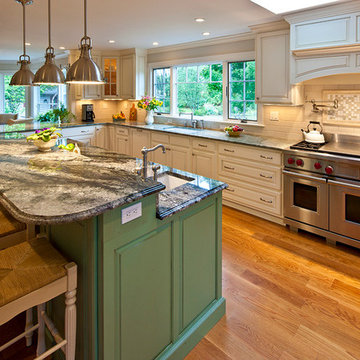 Transitional Kitchen, Delirium Granite Countertops