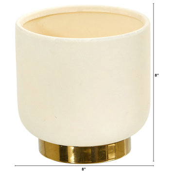 8" Elegance Ceramic Planter With Gold Accents