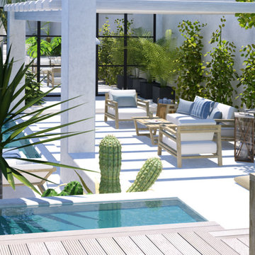 Contemporary tropical backyard