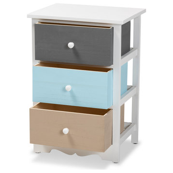 Manal Contemporary Multi-Colored 3-Drawer Nightstand