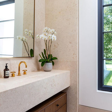 Marbled and Accented with Modern Fittings, Bathroom Remodel in Los Angeles, CA