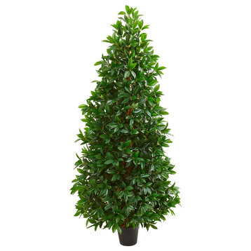 5' Bay Leaf Cone Topiary Artificial Tree UV Resistant, Indoor/Outdoor