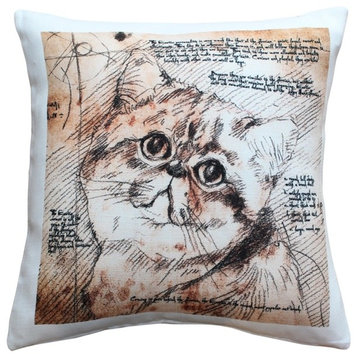 Leonardo's Dogs Exotic Cat Throw Pillow