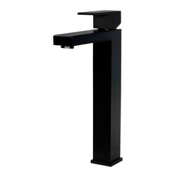Square Tall Matte Black Basin Mixer  SKU: MB04 - Bathroom Sink Taps