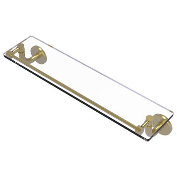 Remi Collection 22" Glass Vanity Shelf With Gallery Rail, Satin Brass