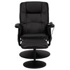 MFO Massaging Leather Recliner and Ottoman with Leather Wrapped Base