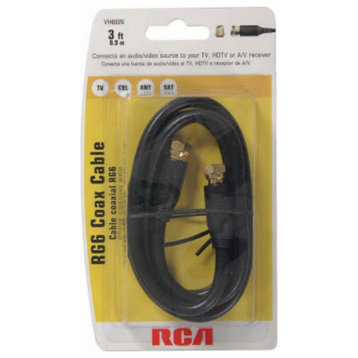 RCA VH603N Coaxial Cable with Aluminum F Connectors On Both Ends, Black, 3'