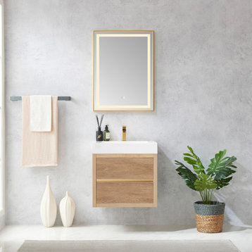 Palencia Wall-Mount Floating Bath Vanity, 24", With Mirror