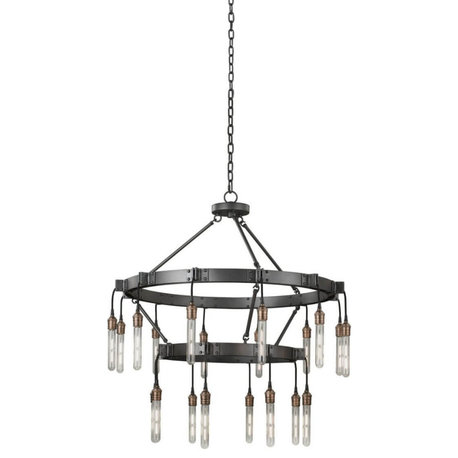 Kalco Lighting Stuyvesant 20 Light 36" 2 Tier Chandelier, Matte Gun Metal