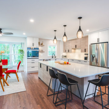 Glossy White & Natural Wood Kitchen Transformation