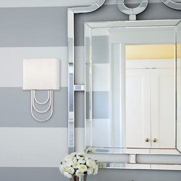 Farah 2-Light Wall Sconce - Polished Nickel Finish - White Linen Shade