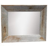 Rustic Mirror With Beveled Barn Wood Frame, 20X34