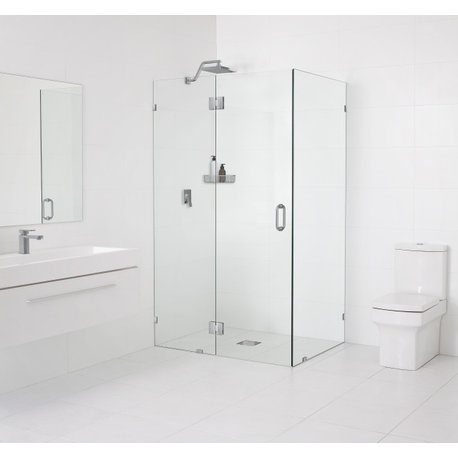78"x34"x34" Frameless 90 Degree Shower Enclosure Glass Hinge, Brushed Nickel