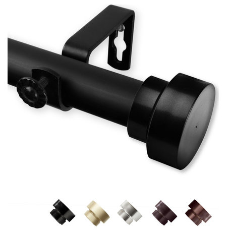 Bonnet 1" Curtain Rod, Black, 66-120"