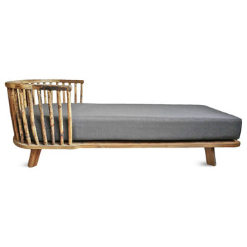 Salvaged Teak & Bamboo Spindle Chaise