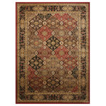 Nourison - Delano Persian Area Rug, Multicolor, 5'3"x7'3" - A regal diamond panel motif in a richly traditional palette of gold, carnelian, and ebony. Striking ornamental appeal in an area rug that will imbue any design scheme with an irresistible note of opulence. Expertly power-loomed from top quality polypropylene yarns for luxuriously supple texture and years of lasting beauty.