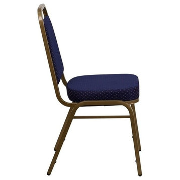Bowery Hill Fabric/Metal Trapezoid Back Banquet Stacking Chair in Navy