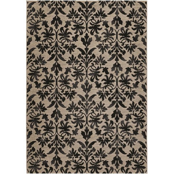 Couristan Everest Retro Damask Rug, Gray and Black, 5'3"x7'6"