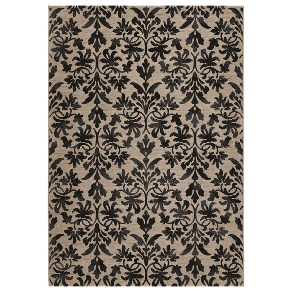Couristan Everest Retro Damask Rug, Gray and Black, 5'3