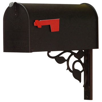 Standard Steel Mailbox With Floral Front Single Mailbox Mounting Bracket