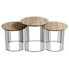 Electric Moon Nesting Tables, Oak Veneer And Black, Iron and Wood, 21.5"H