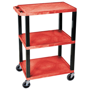 Luxor Red 3-Shelf Specialty Utility Cart