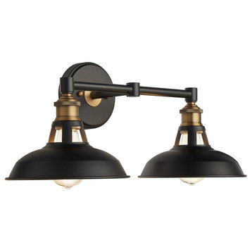 Olivera 2-Light Wall Sconce, Antique Brass With Black