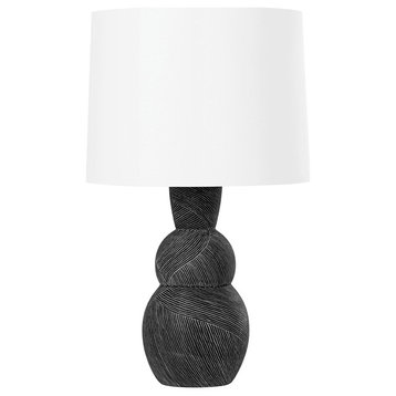 Miles One-Light Table Lamp in Ceramic Etched Black