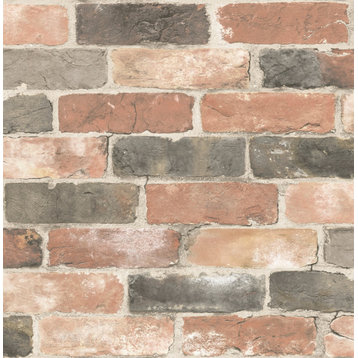 Rustin Red Reclaimed Bricks Wallpaper, Sample