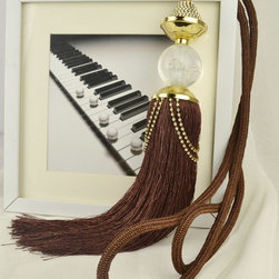 4 Colors QYM20 Polyester and Acrylic Curtain Tassel Tie Backs in Brown Color - Window Treatment Accessories