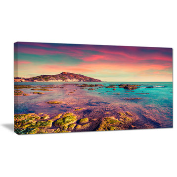 "Giallonardo Beach Colorful Sunset" Seashore Photo Wall Art, 32"x16"
