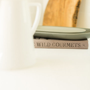 Modern Kitchen Countertop Styling with Ceramic Pitcher
