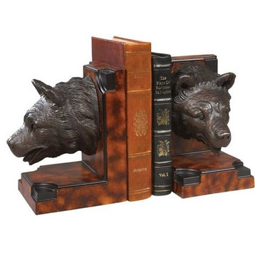 Bookends Bookend MOUNTAIN Lodge Bear Head Resin Hand-Cast