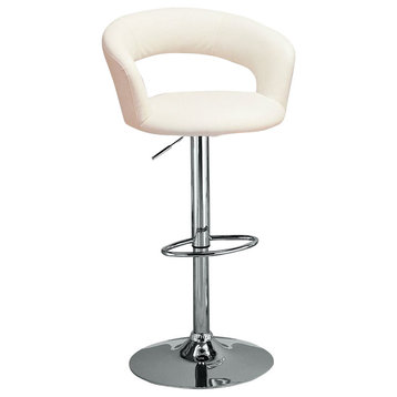 Coaster Upholstered Faux Leather Adjustable Bar Stool in White