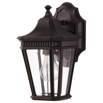 Feiss Cotswold Lane One Light Grecian Bronze Clear Beveled Glass Wall Lantern