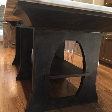Blackened steel kitchen island