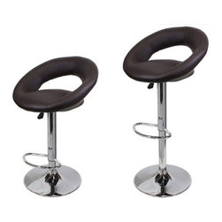 Set of 2 Pu Leather Modern Adjustable Swivel Barstools Hydraulic Chair Bar Stoo - Bar Stools And Counter Stools