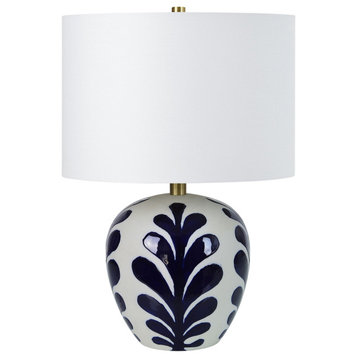 Darina off-white and navy ceramic table lamp