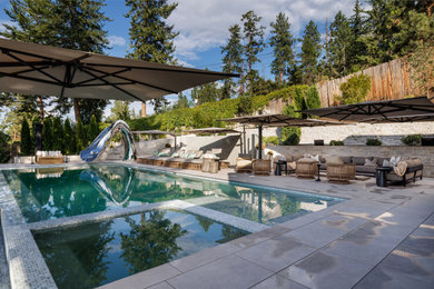 Example of a beach style pool design in Calgary