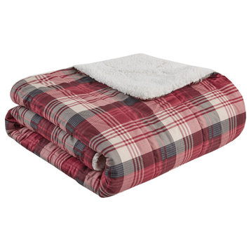Woolrich Cottage Plaid 50x70" Berber Throw Blanket, Red