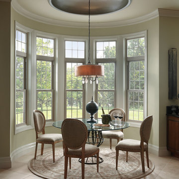 Tuscany Series single hung windows with decorative colonial grid dining room