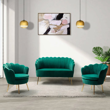 Contemporary 50.2" 3 Piece Living Room Set, Green