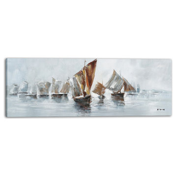 "Coming Home from Sea" Hand Painted Canvas Art, 60"x20"