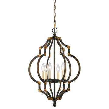27.5" Inch Tall Metal Pendant In Iron Antique Gold Finish
