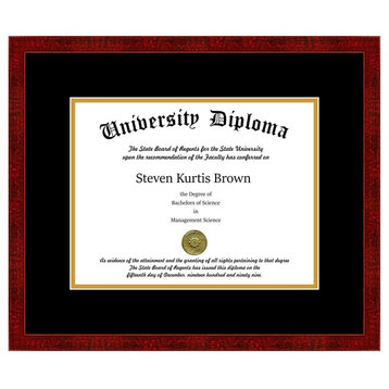 Single Diploma Frame with Double Matting, Classic Cherry, 8"x10"