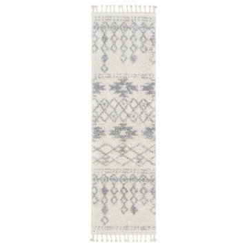 Well Woven Melody Tozi Moroccan Tribal Beige Shag Area Rug, 2'7"x9'10" Runner