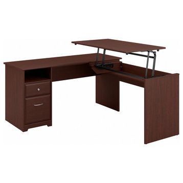 Cabot 3 Position L Shaped Sit to Stand Desk, Harvest Cherry