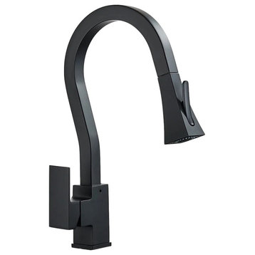 Kitchen Faucet With Flexible Pull Down Sprayer Mixer Tap, Matte Black